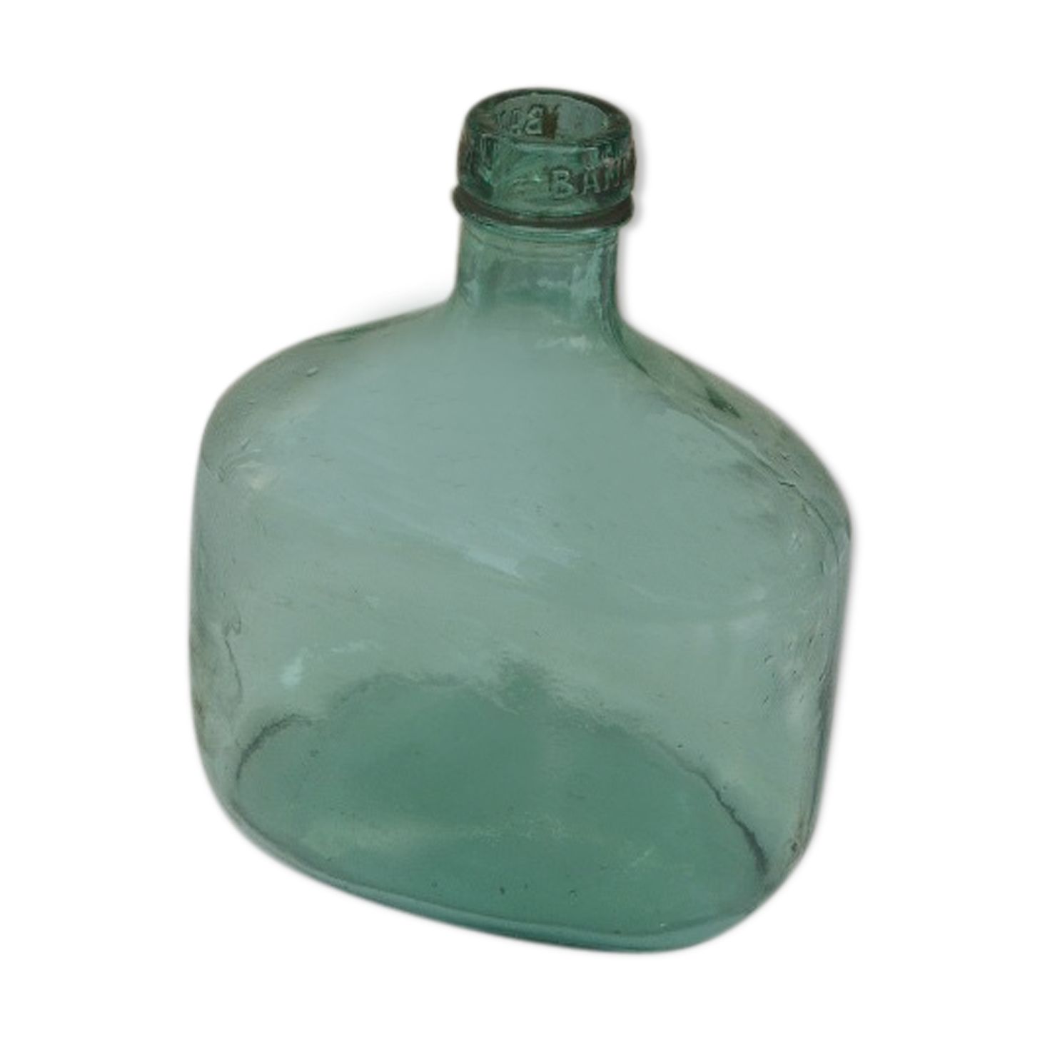 Charming bottle bottle brand BANDEIRA in vintage bluish green glass