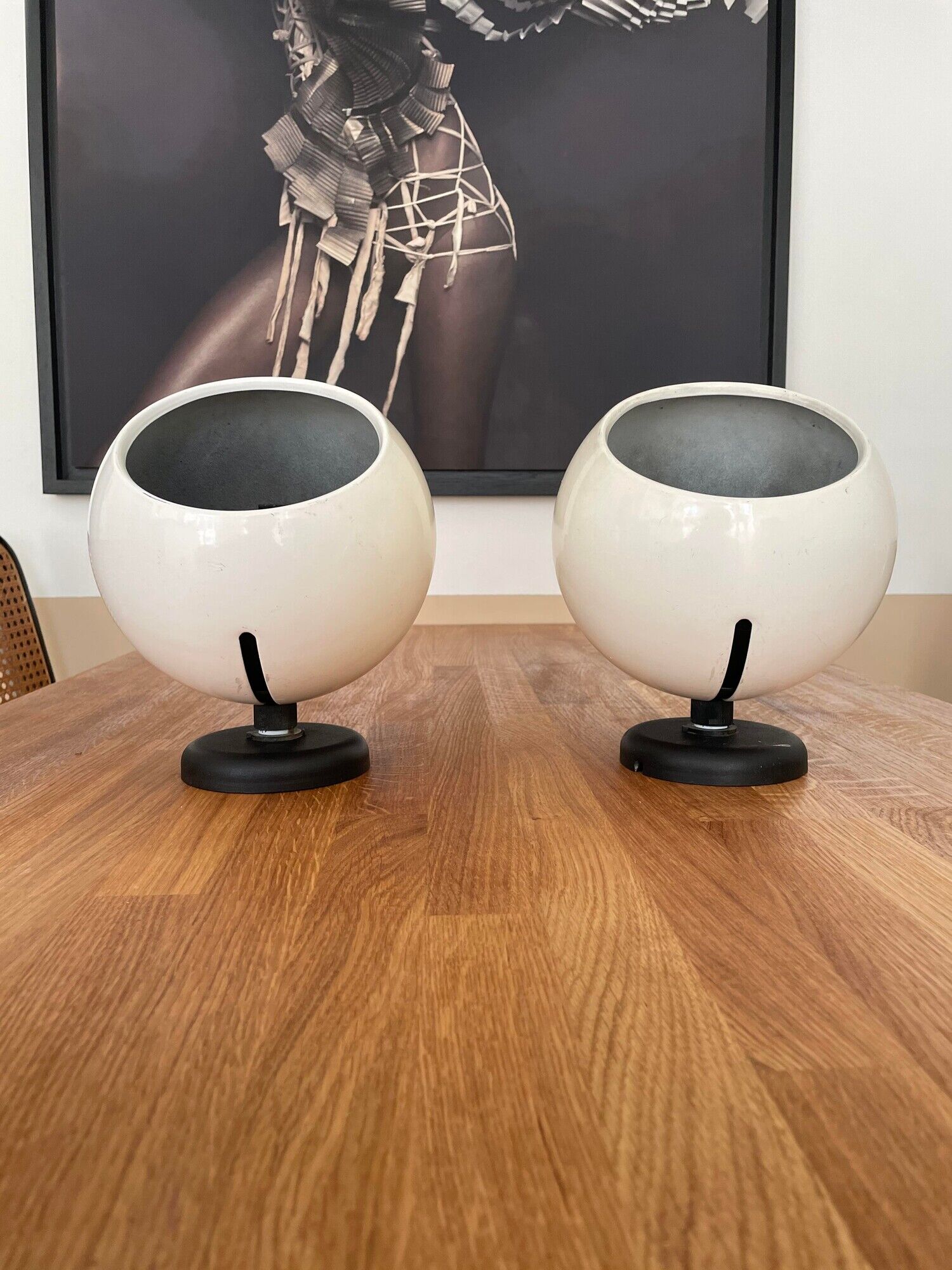 Pair of adjustable vintage wall lamps, white lacquered metal, LITA 1970