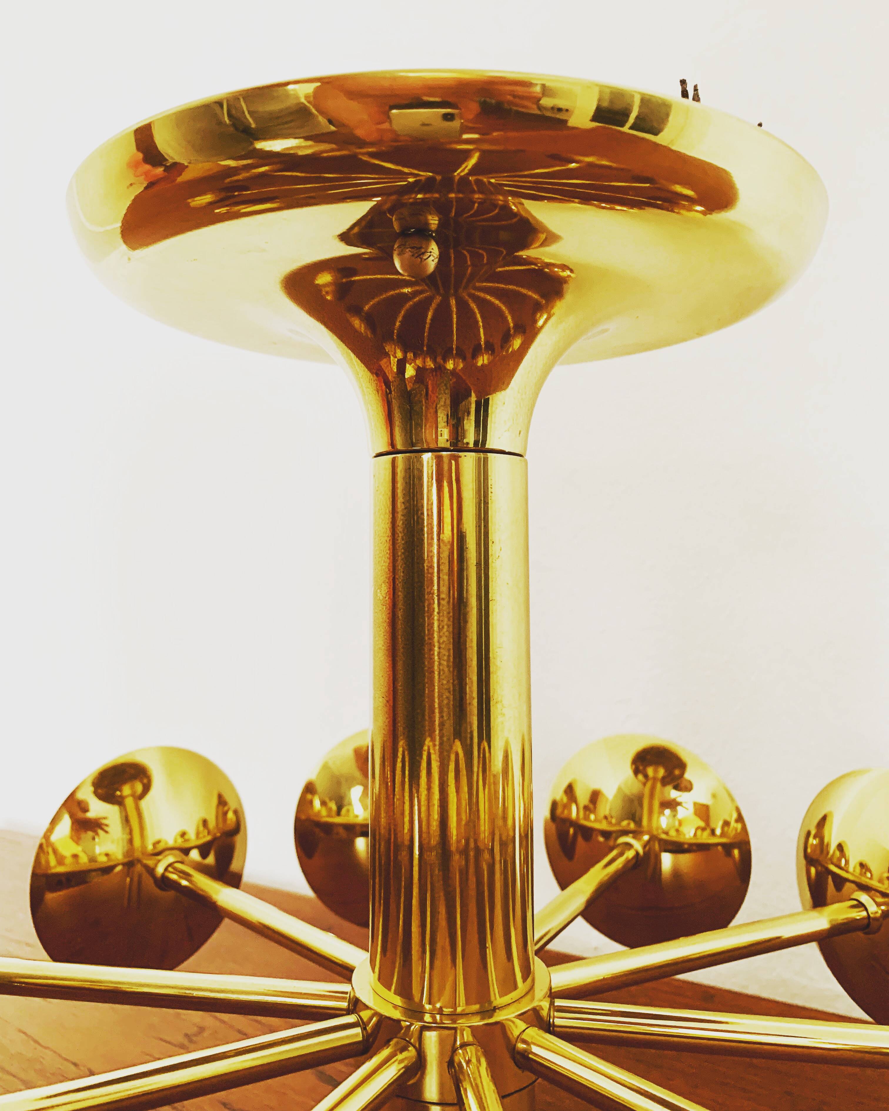 Lampe de plafond Sputnik en laiton par Kaiser Leuchten