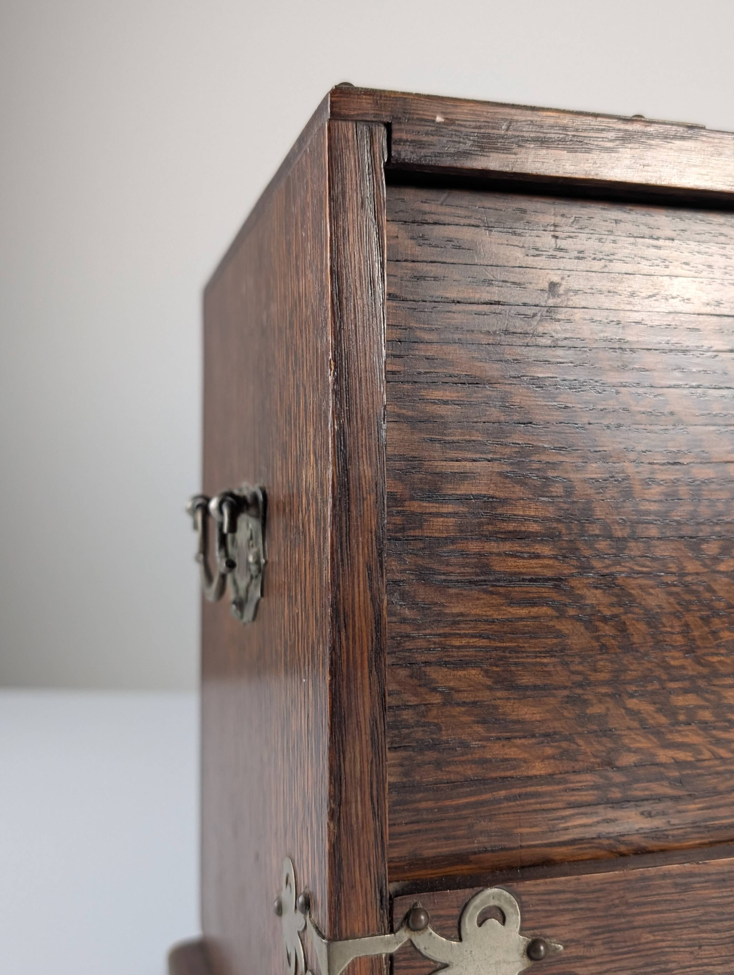 Victorian Oak Writing Cabinet with Automatic Tambour, 19th Century