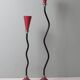 Pair of candlesticks, ceramic, metal and chrome, 1980s