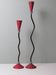 Pair of candlesticks, ceramic, metal and chrome, 1980s