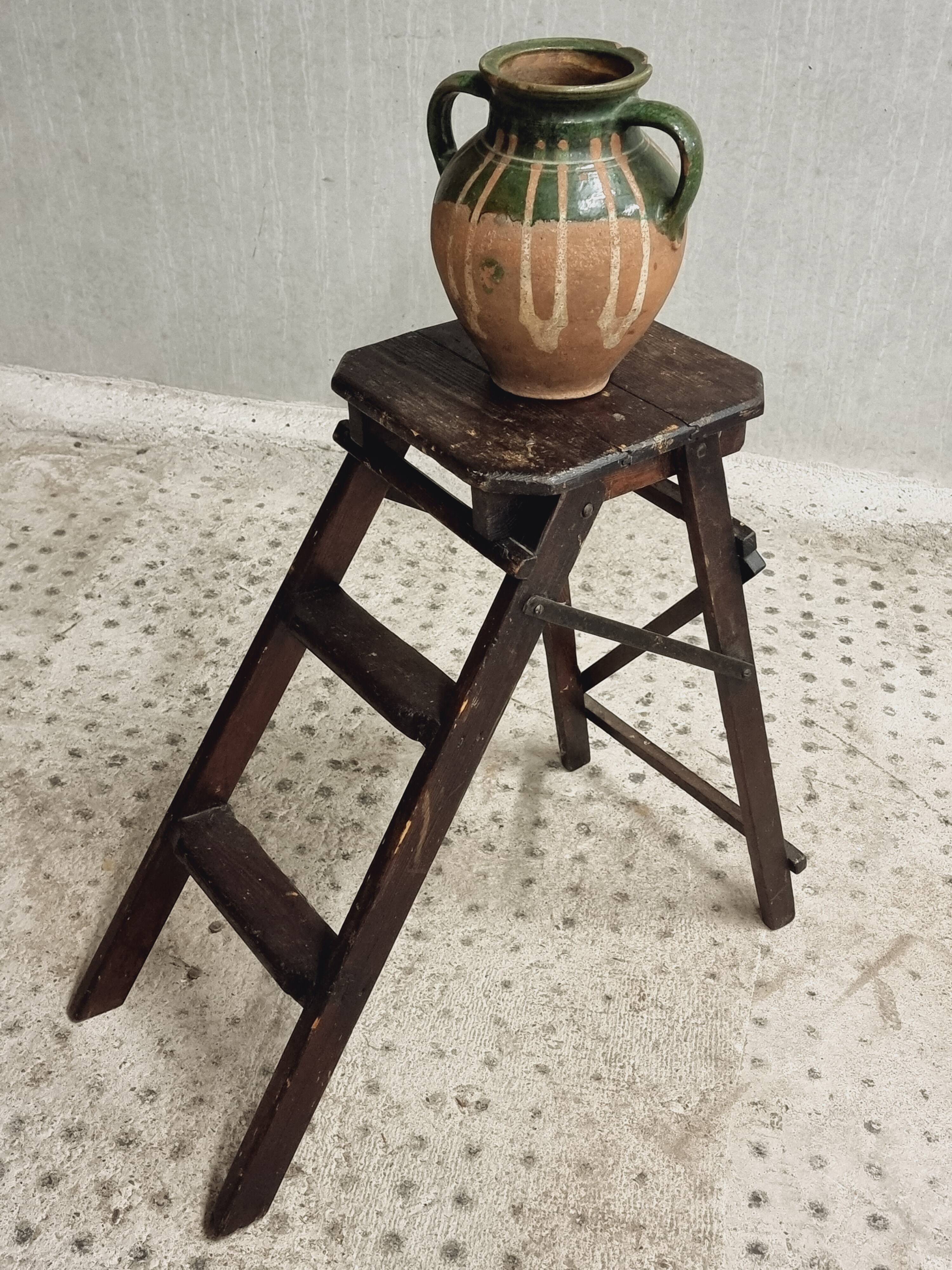 Old wooden stepladder library steps decorative foldable