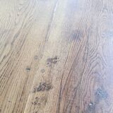 XL farmhouse table in solid oak, brutalist style, 20th century.