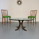 Table basse en verre épais pied métal design italien années 70 vintage