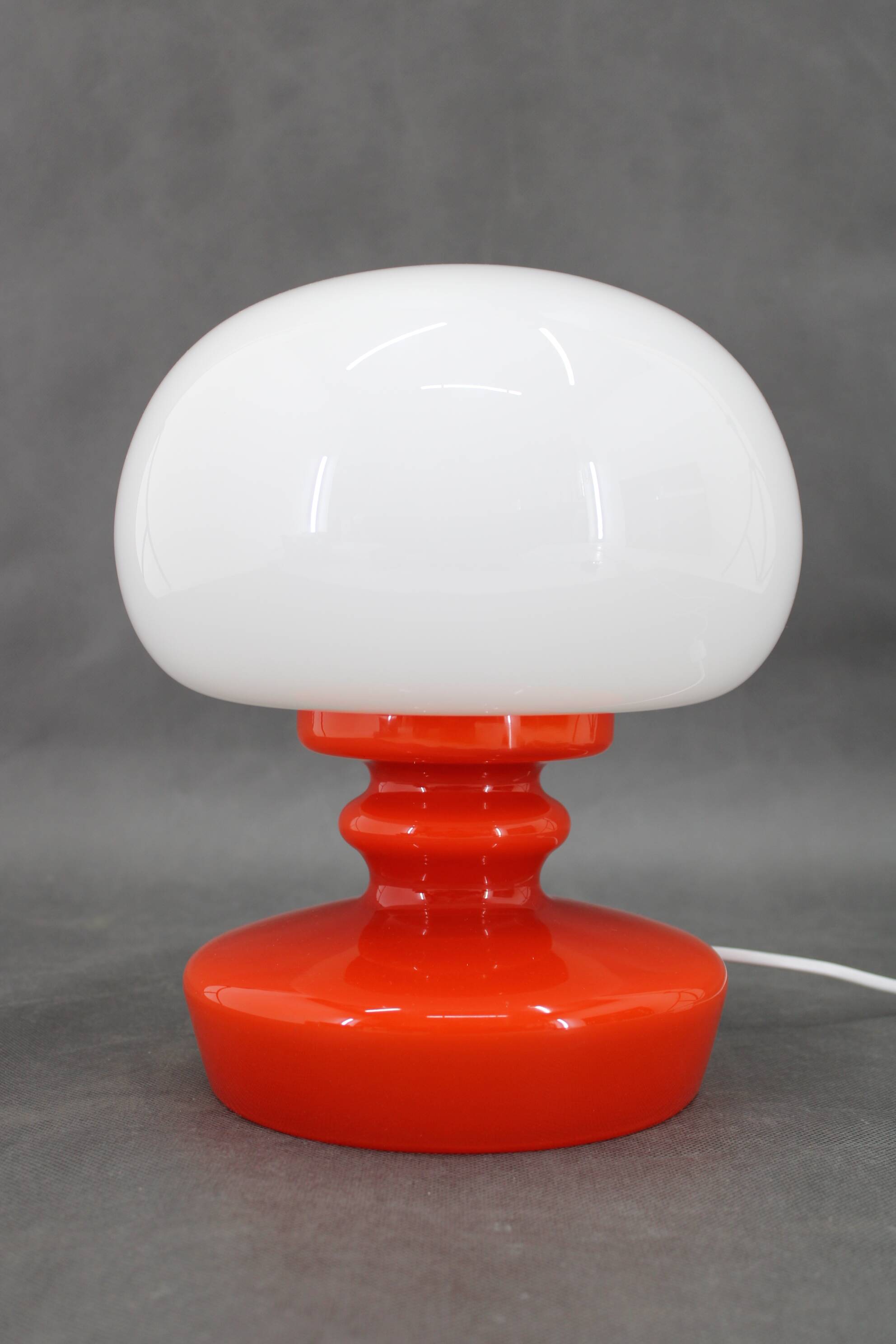 1970s Stepan Tabery Opaline Glass Mushroom Table Lamp, Czechoslovakia