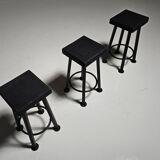 Set of 3 brutalist stools, Belgium, 1970.