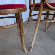 Set of 8 Vintage Bentwood Bistro Chairs: Red Upholstery