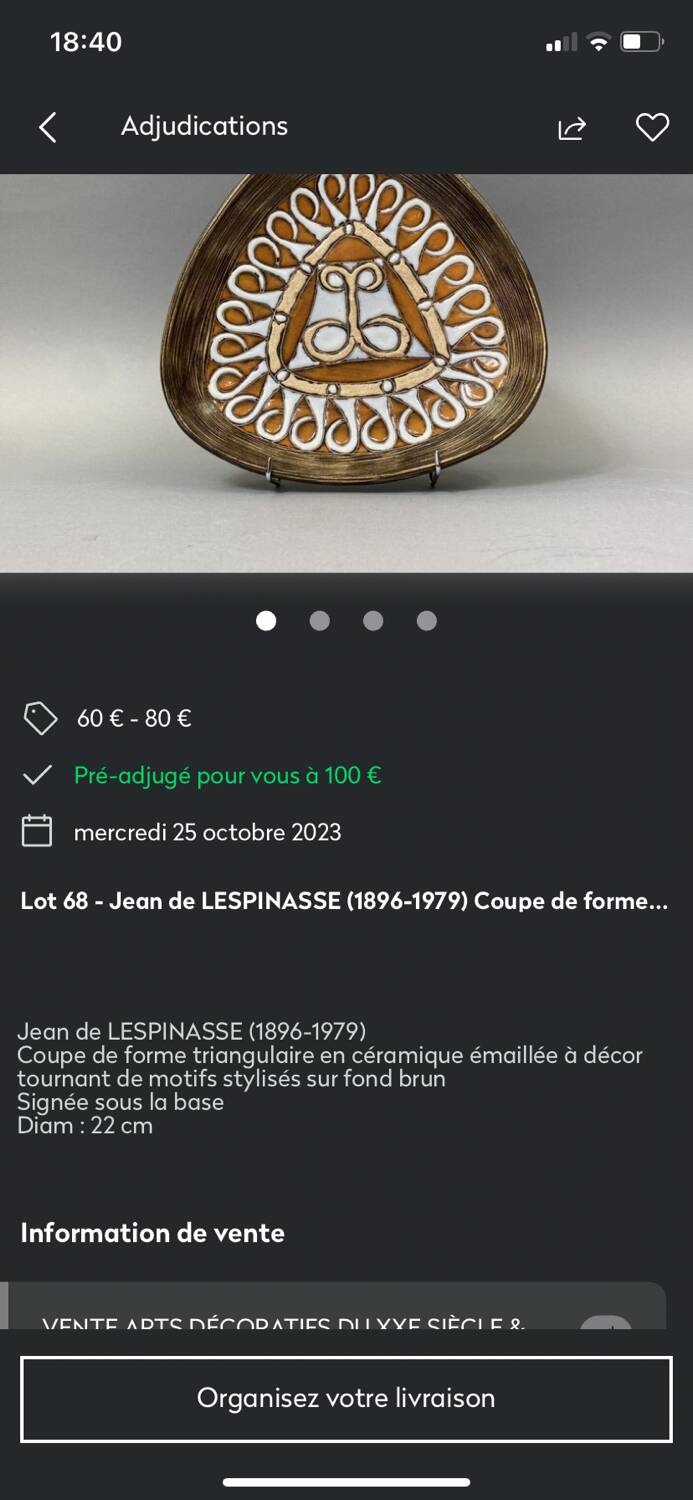 Triangular shaped cup - jean de lespinasse