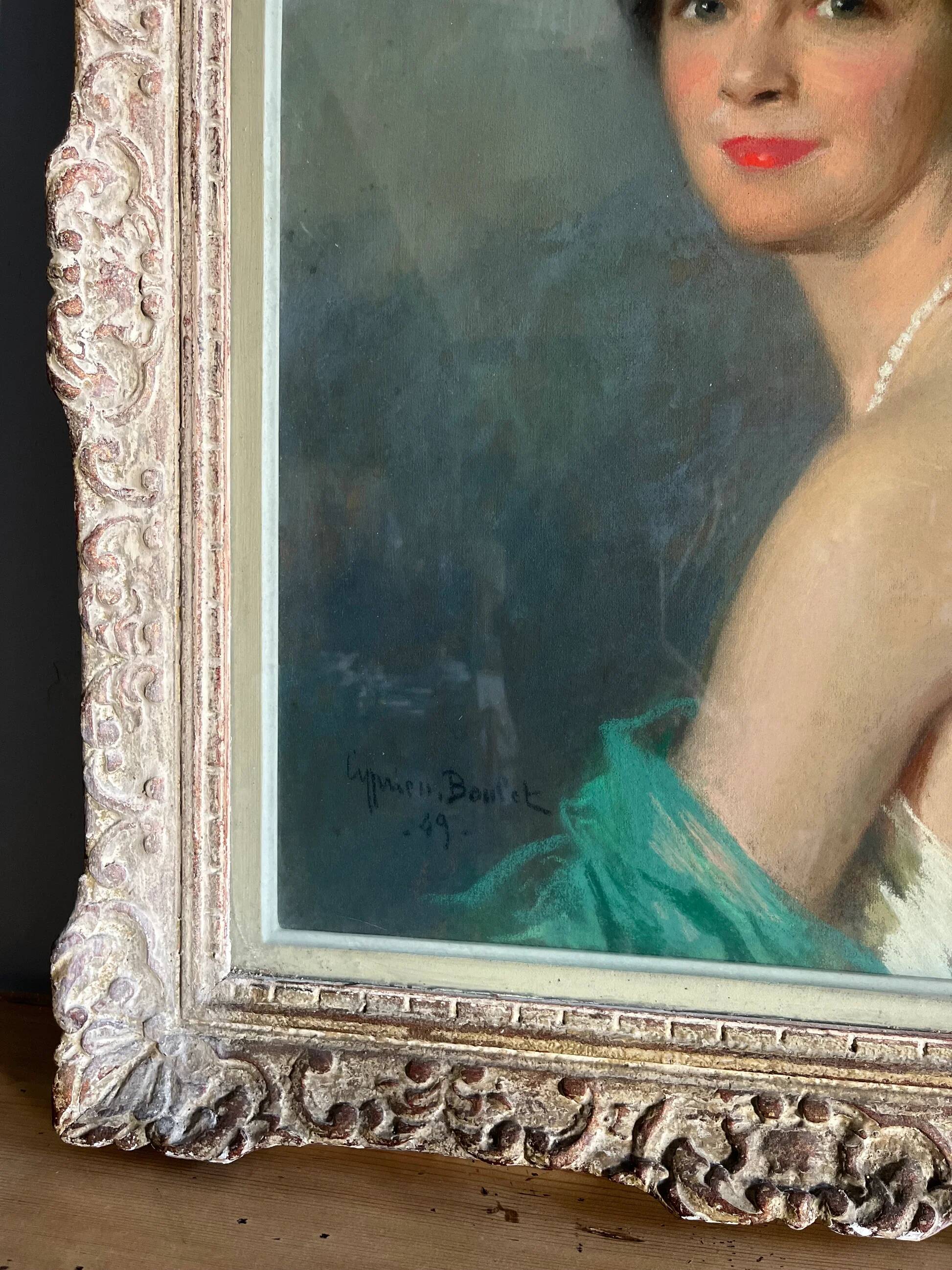 Old portrait of a woman in pastel - Cyprien Boulet