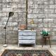 Commode en bois blanche et grise patinée vintage années 70