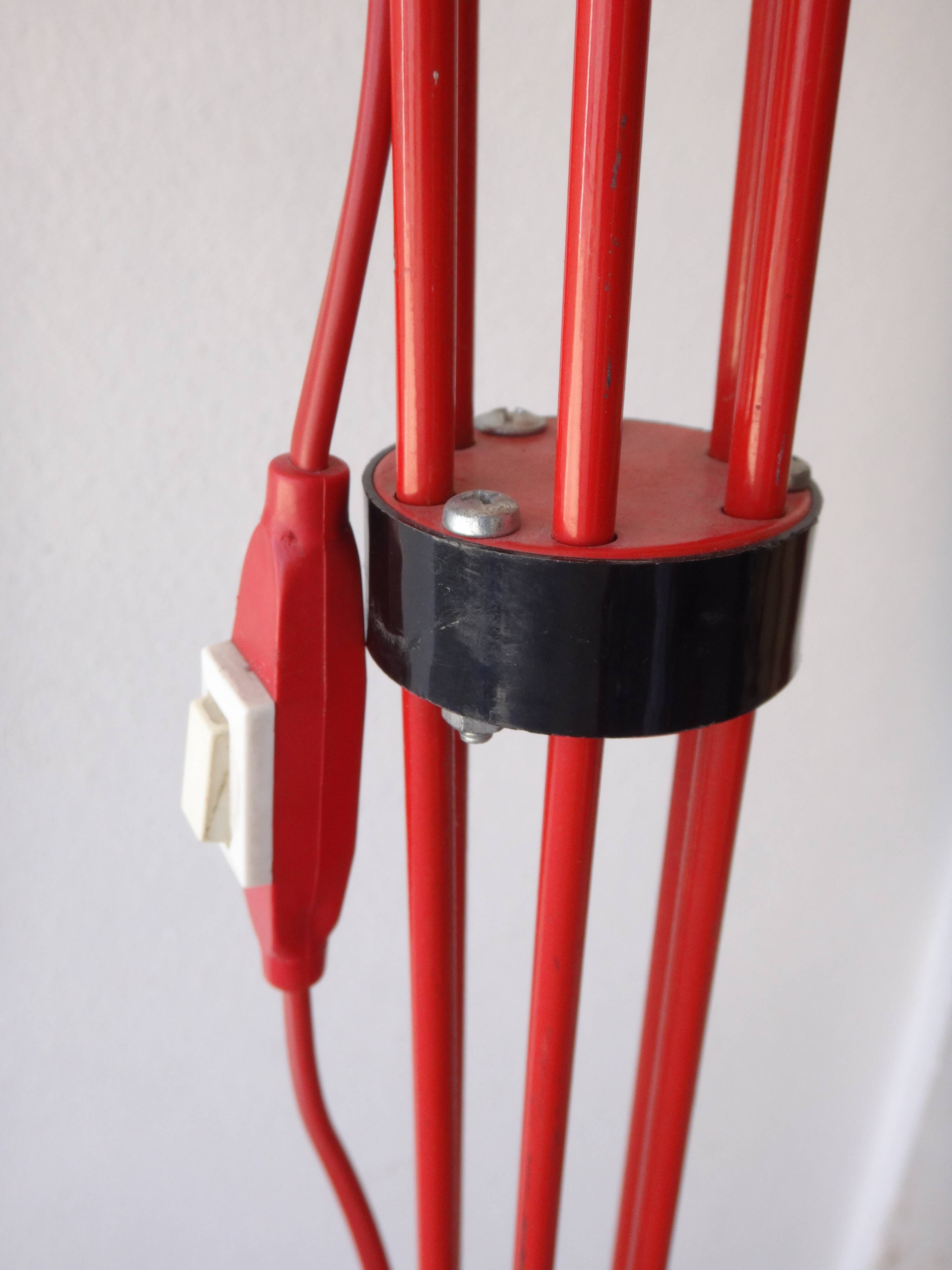 Design lamp italy 180cm red tubular Red floor Lamp designer light italy 1970