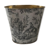 Metal wastebasket old décor fabric of jouy