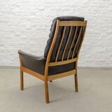 G-Möbel Chocolate Brown Leather Scandinavian Lounge Chair, Sweden, 1960s.