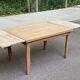 Extensible farmhouse dining table stripped in raw solid oak 1950