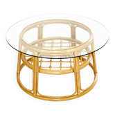 Wicker table with a glass top