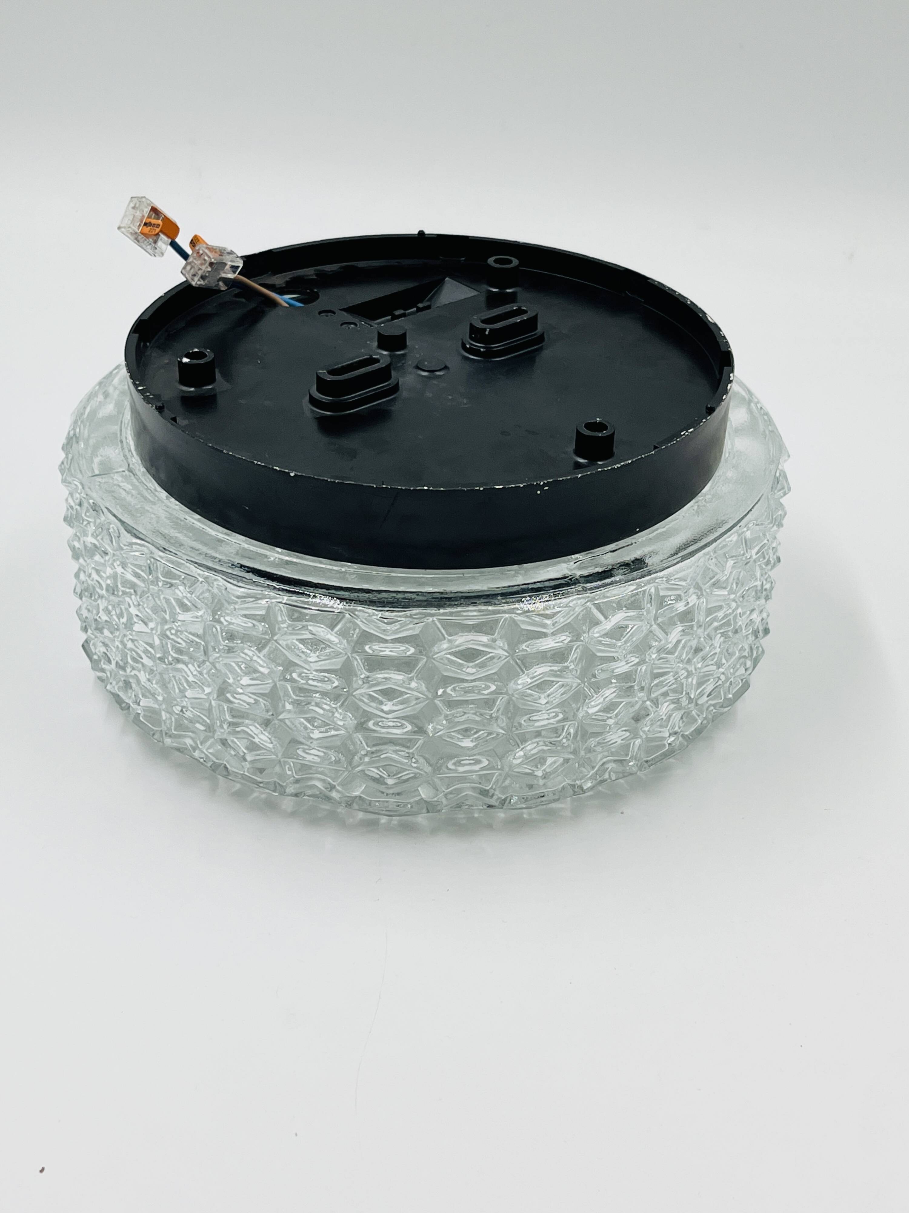 Vintage diamond point glass wall light RZB