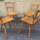 Set of 4 Vintage Beech Chairs Bistro Country Feet Compass