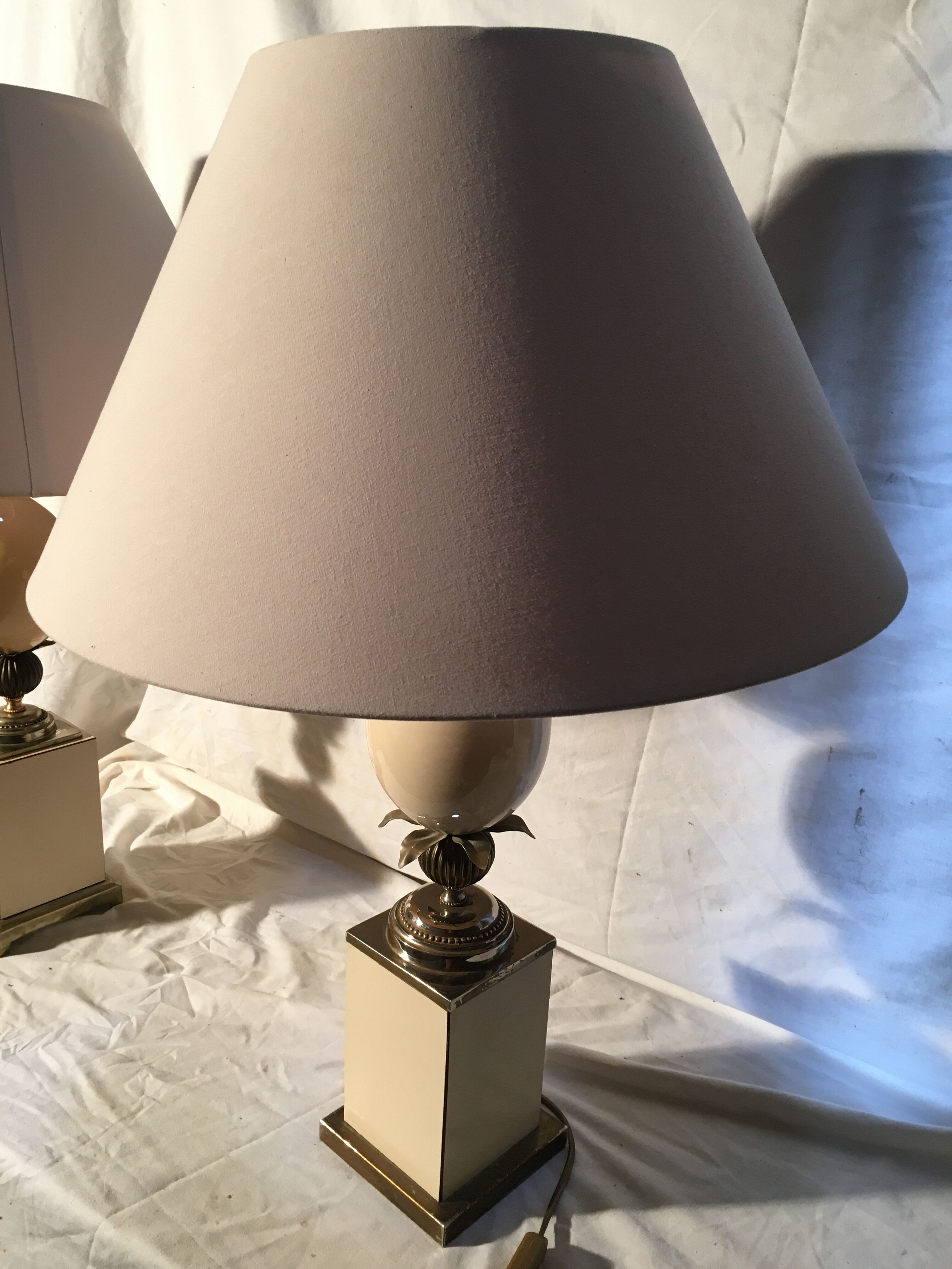 Pair of Hollywood Regency style egg lamps