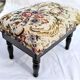 Wooden foot rest with its lid in vintage tapestry