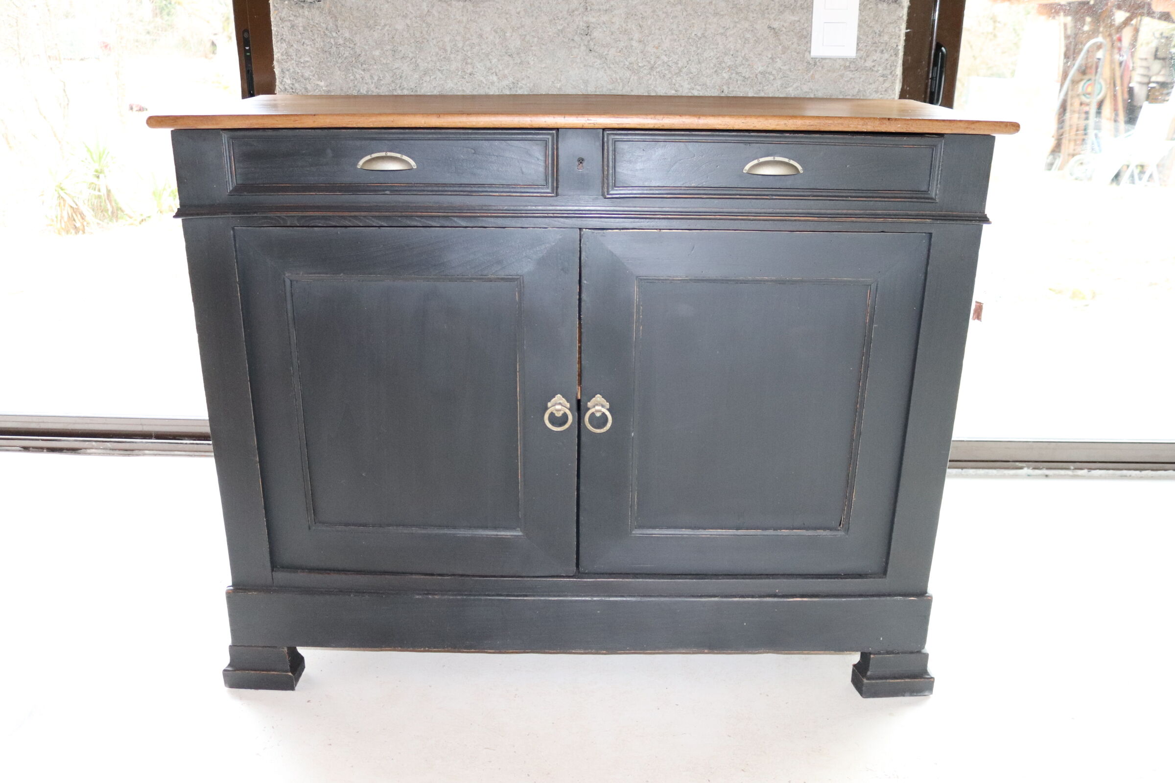 Buffet 2 doors black and wood restyled