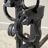 Pair of vintage steel brutalist andirons