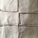 6 Old monogram white linen towels