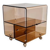 Cubic coffee table on casters in altuglas by Michel Dumas, France 1970
