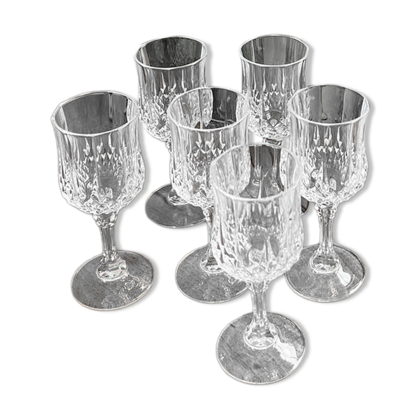 Cristal d’Arques Longchamp – Set de 6 verres à pied n 7 – Vintage 24% PbO