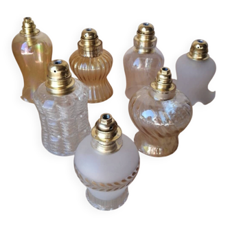Set of 7 vintage glass globe pendants