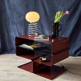Side table, metal and smoked glass according to François Monnet
