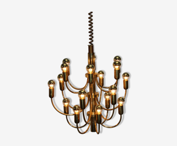 Hollywood Regency Golden Chandelier Sciolari For Boulanger France 1960 Selency Hollywood Regency Golden Chandelier, Hollywood Regency Gold Chandeliers