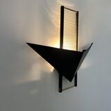 Vintage postmodernist wall lamp, metal and glass, France 1980