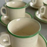 Set of 6 vintage speckled beige and green espresso cups – coffee service