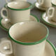 Set of 6 vintage speckled beige and green espresso cups – coffee service