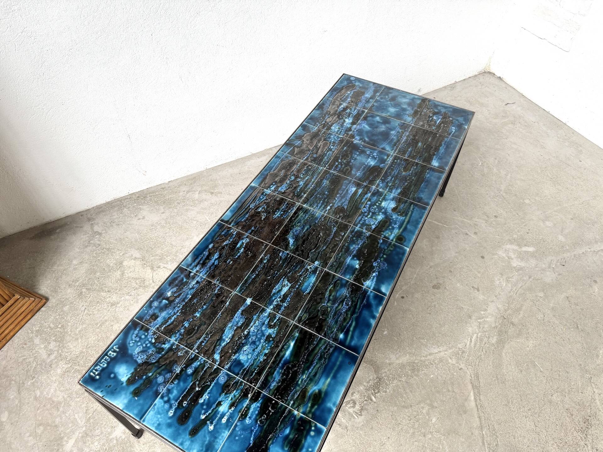 Metal and ceramic coffee table by J. Belarti, circa 1970