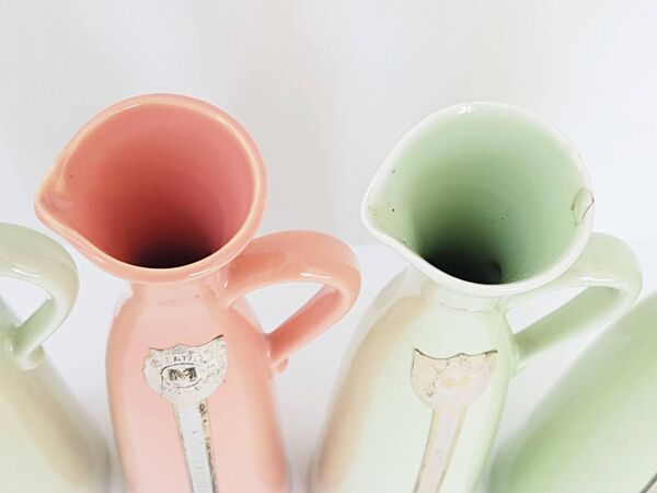 4 bouteilles vases ceramique cherry brandy georges monin 1950 vintage 50s 5