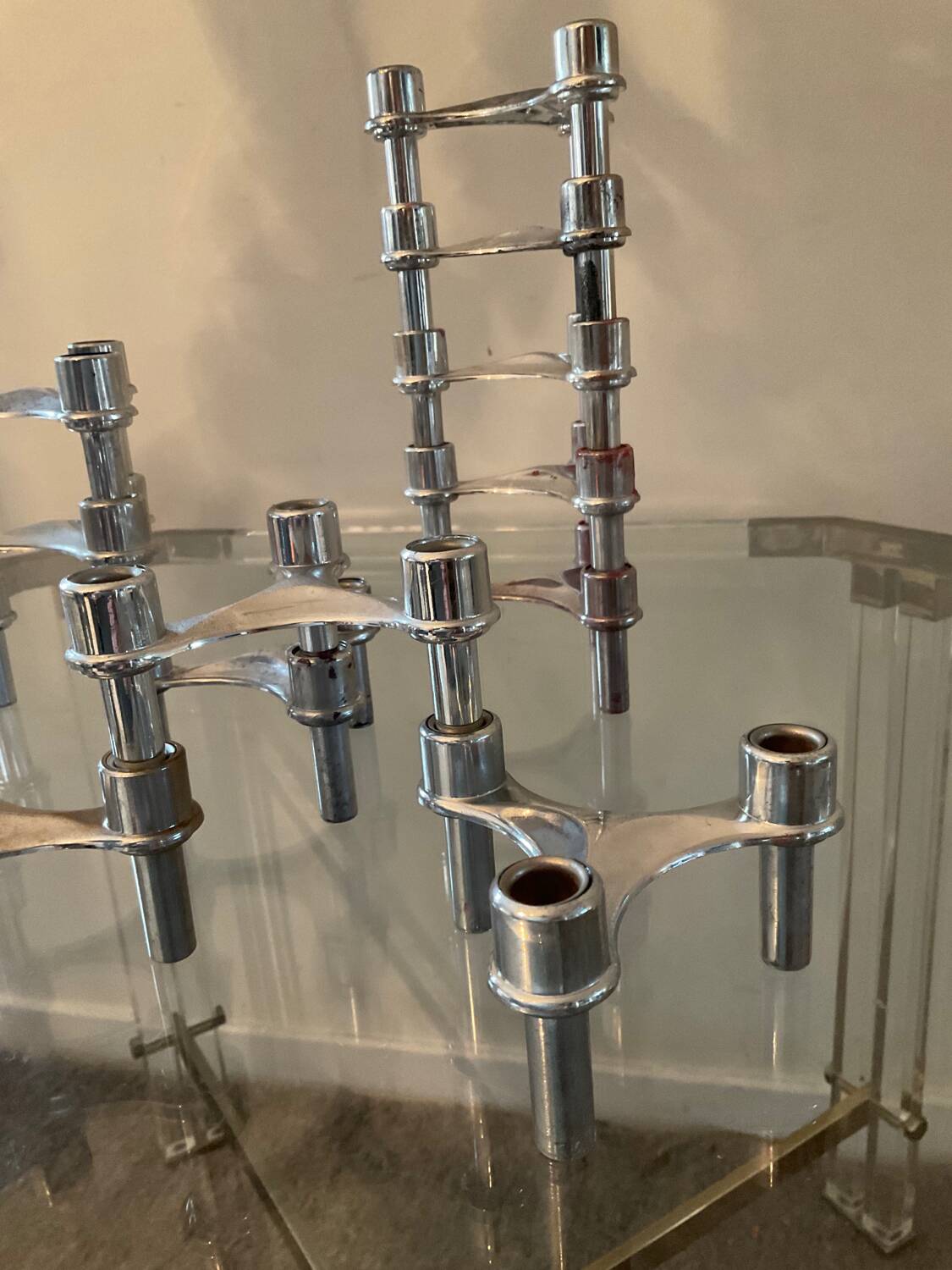 Series of 14 vintage Nagel style modular candle holders