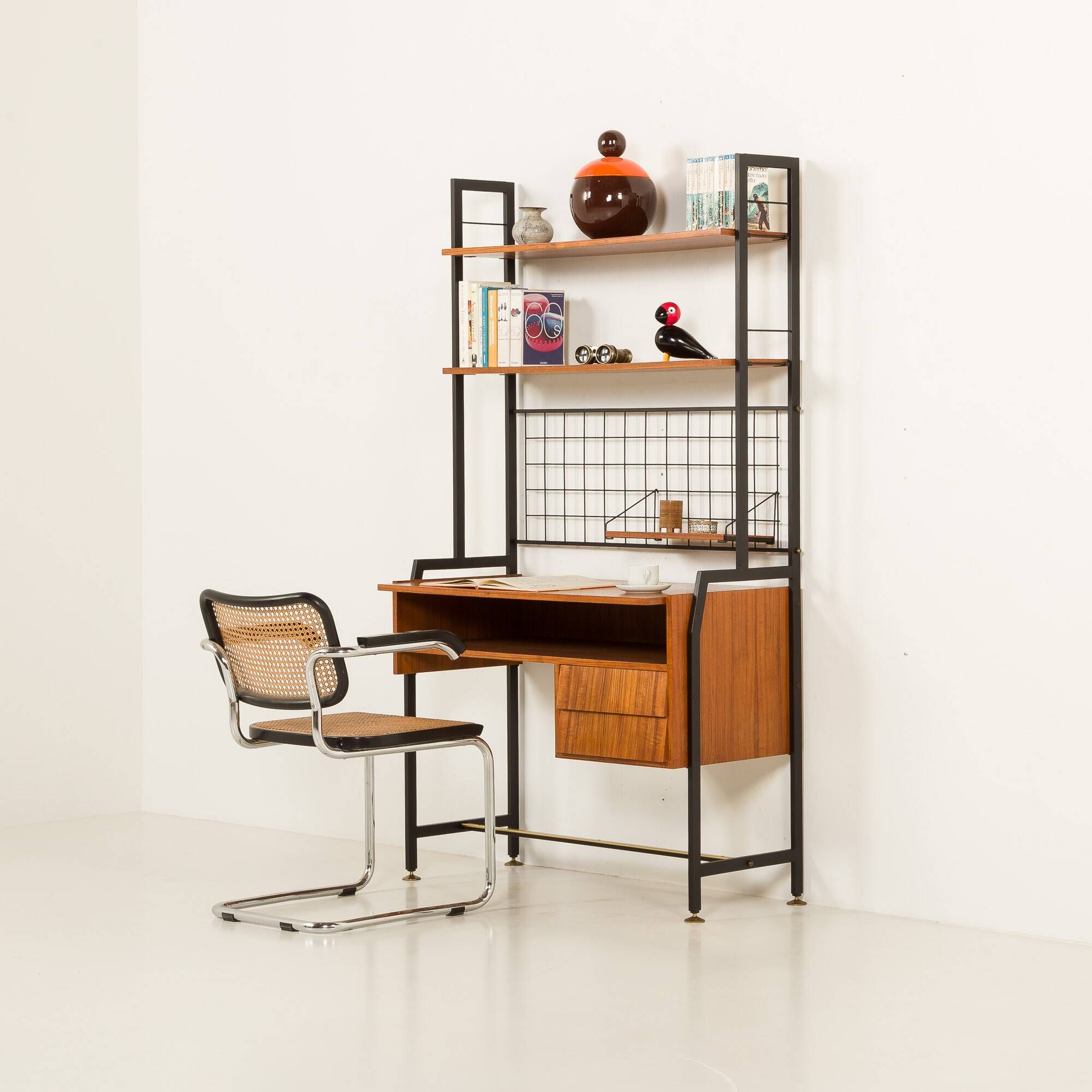 Italian mid century bookcase with a desk, 1970s
