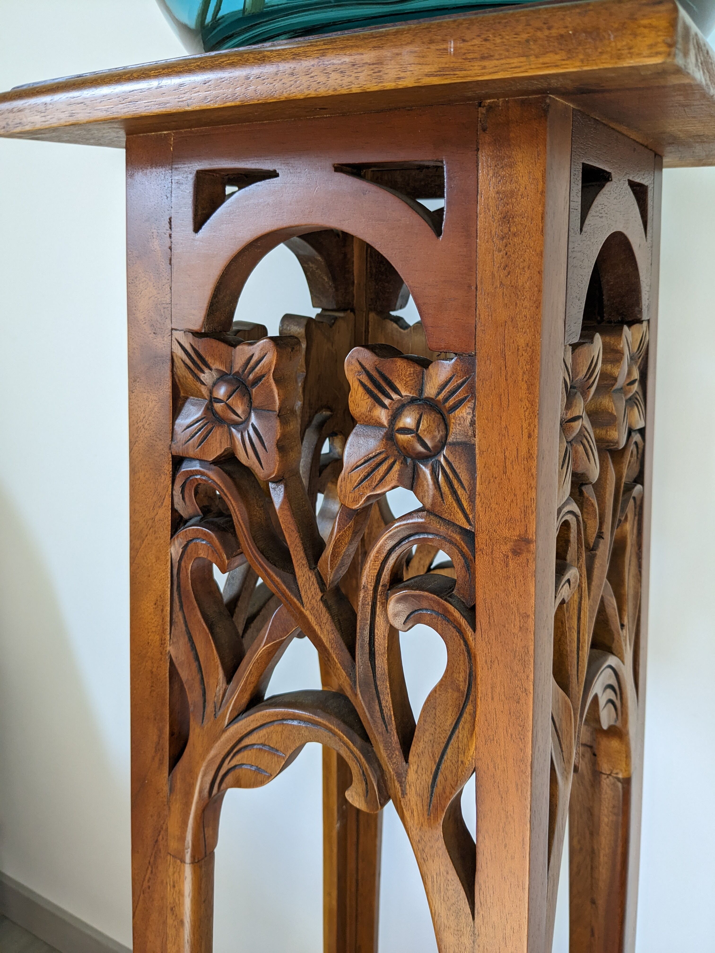 Art nouveau spirit side table in solid walnut