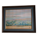 Antique oil painting depicting a seaside scene
