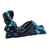Sculpture of a nude woman lying down Art Deco — C. Delaney / St Clément (Black enamel)