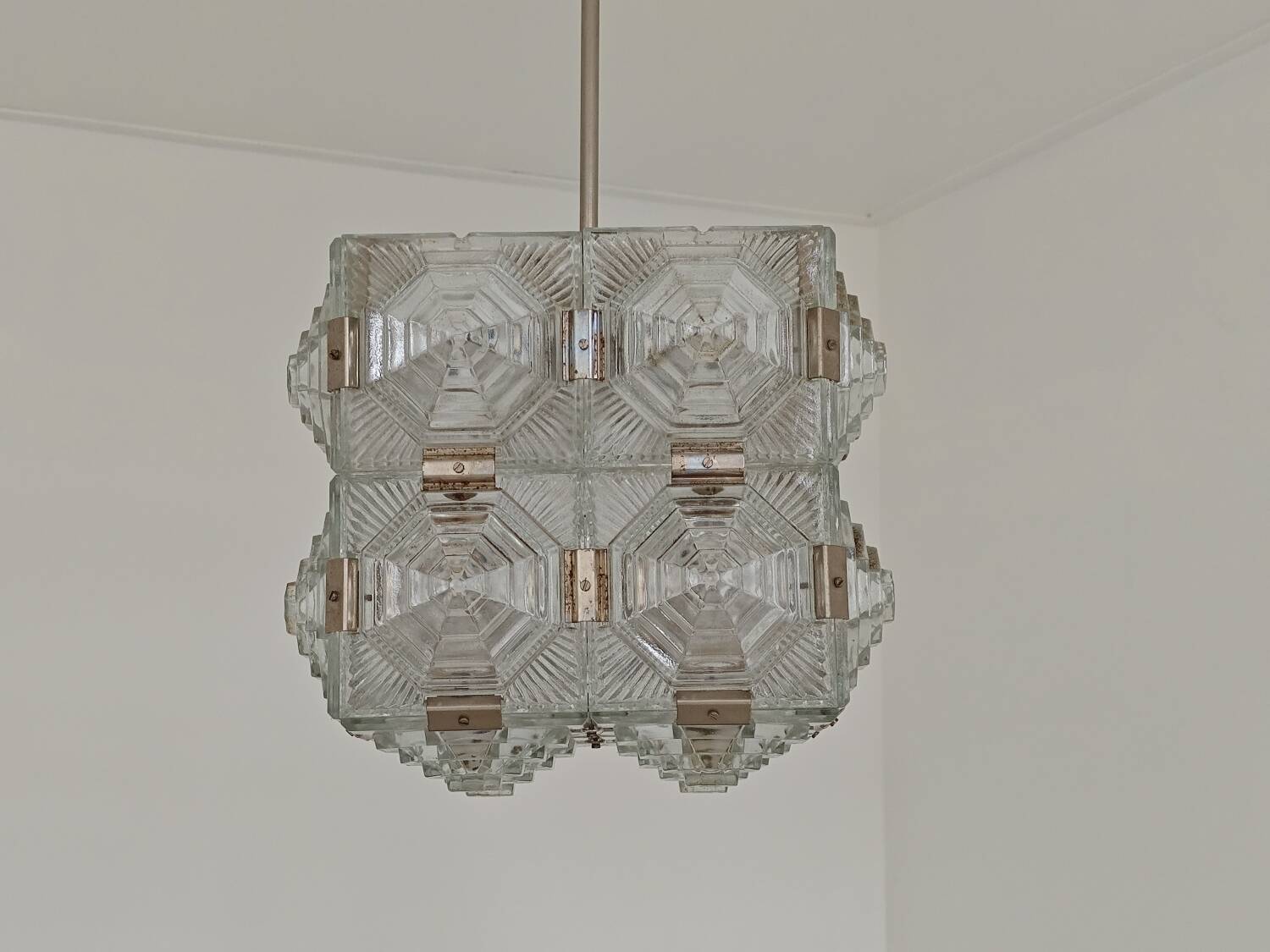 Pyramid chandelier by Jaroslav Bejvl for Preciosa, Kamenicky Senov 1967