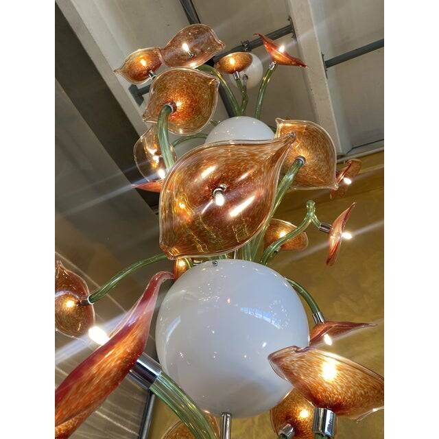 Contemporary flowers murano glass cascade chandelier