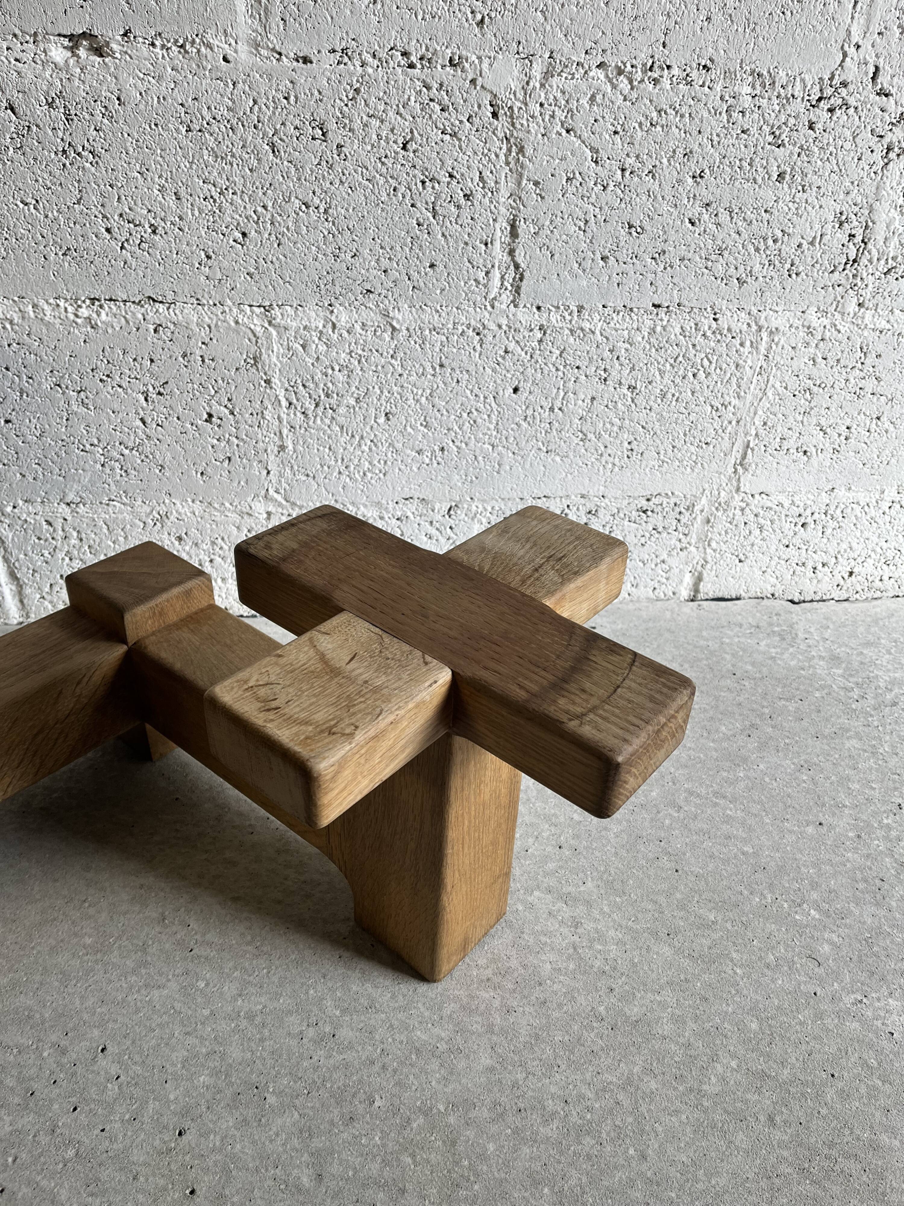 Display and plant holder in solid oak by Guillerme and Chambron for Votre Maison
