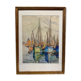 Old painting, Marine, signed and dated 1933