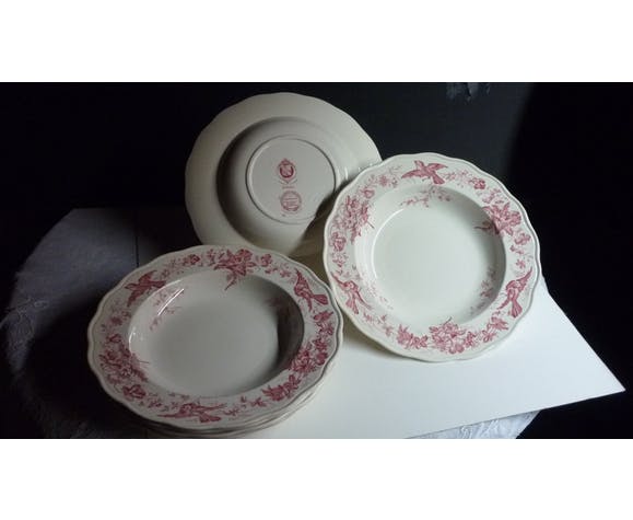 6 hollow plates English earthenware Cauldon England from the great depot E. Bourgeois