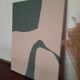 Tableau abstrait beige et vert de gris