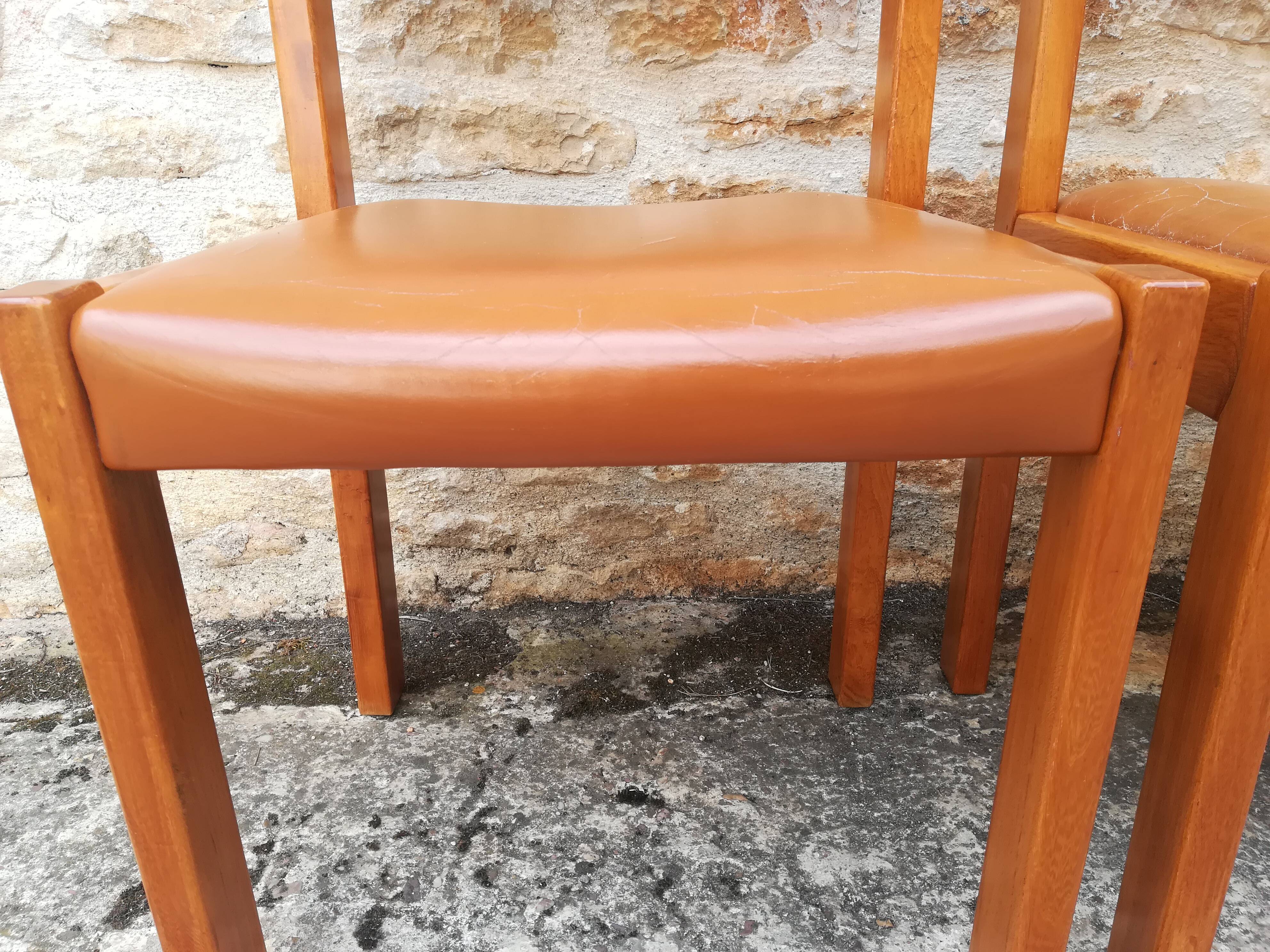 Maison Regain chairs in elm and leather