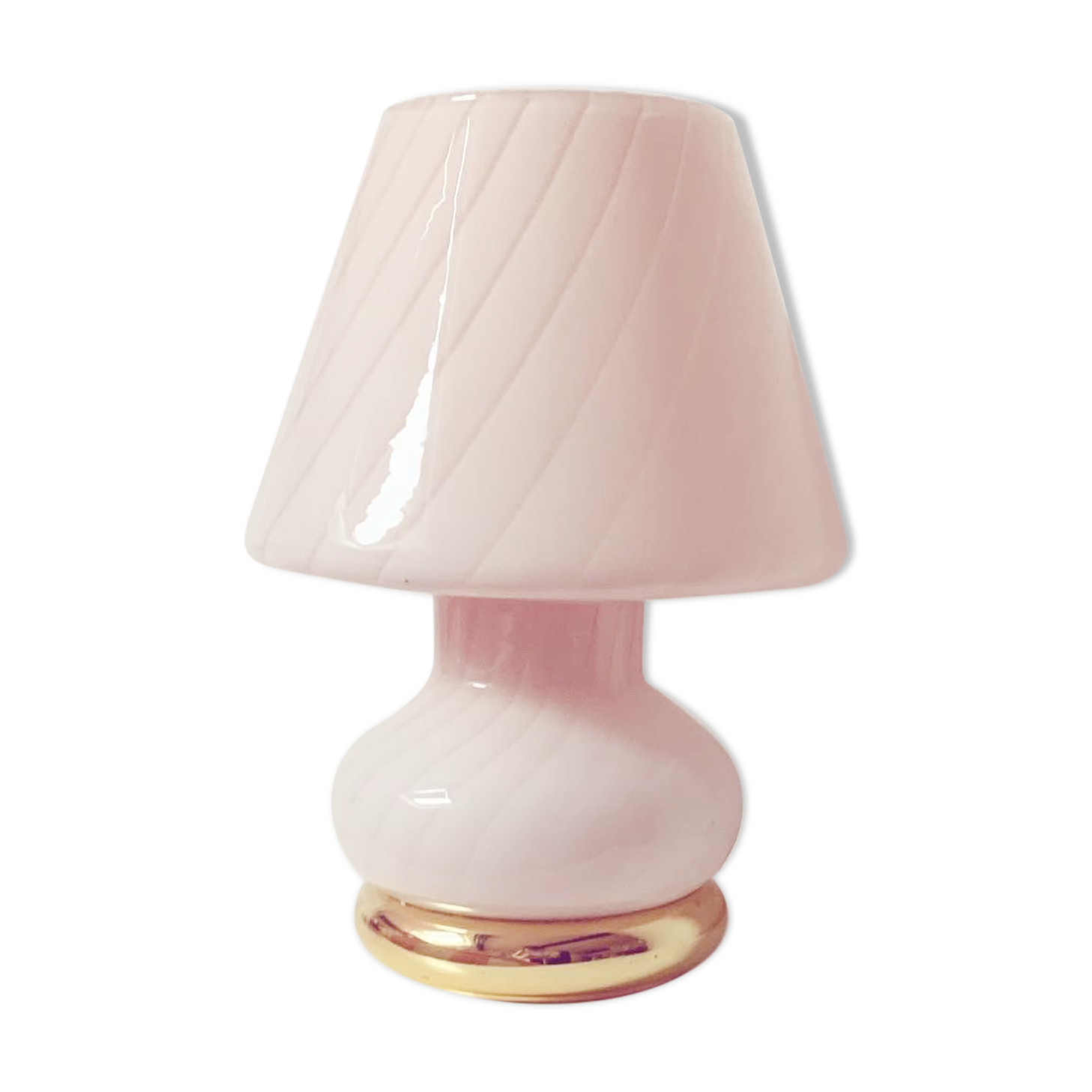Mushroom table lamp made of pale pink murano glass